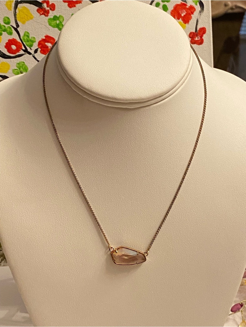 Kendra Scott Rose Gold Tone Gray Illusion Stone Necklace